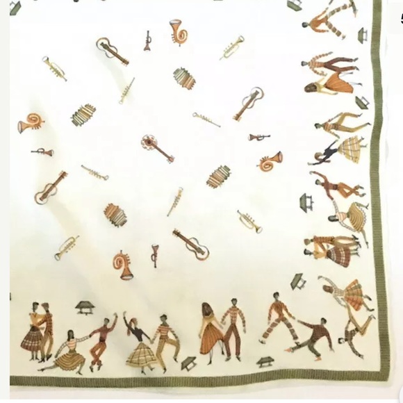 Vintage 1950's Scarf Musical Instruments & Dancers - Picture 5 of 7